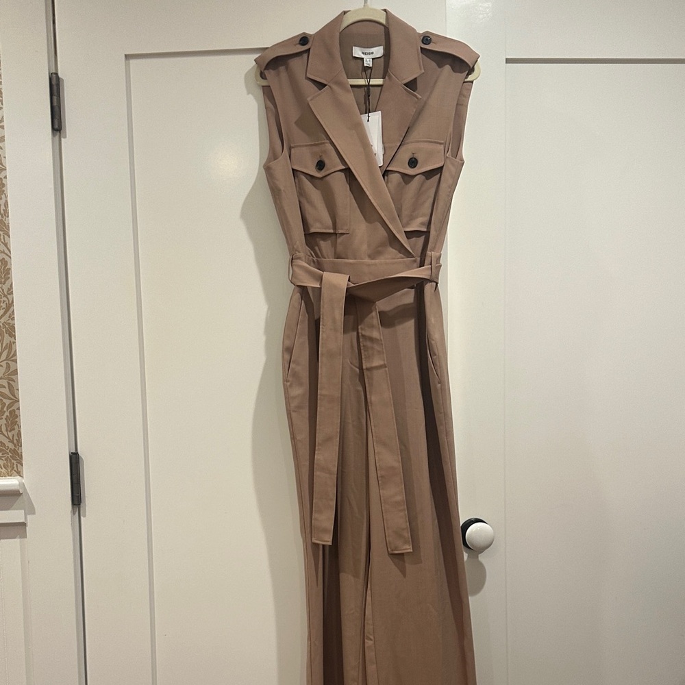 Reiss Tan Sleeveless Jumpsuit